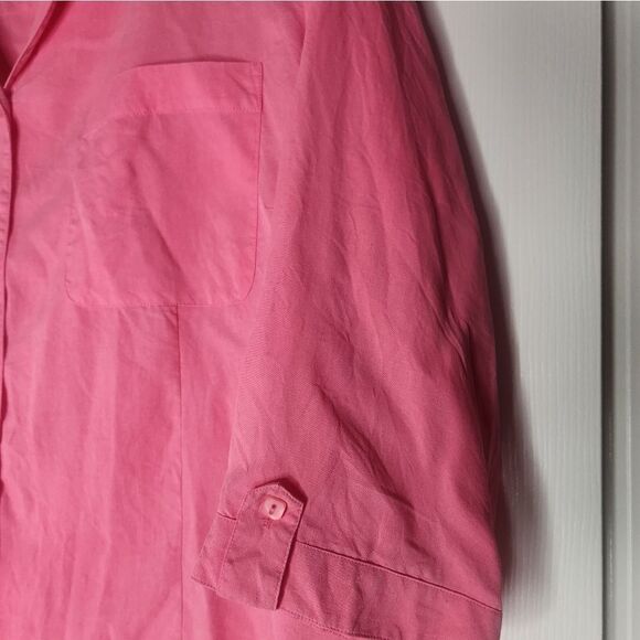 Vtg Nations Silk 2X 100%SILK  Pink 3/4 Slve Pockets ButtonsUp Women ShirtBlouse - Picture 4 of 6